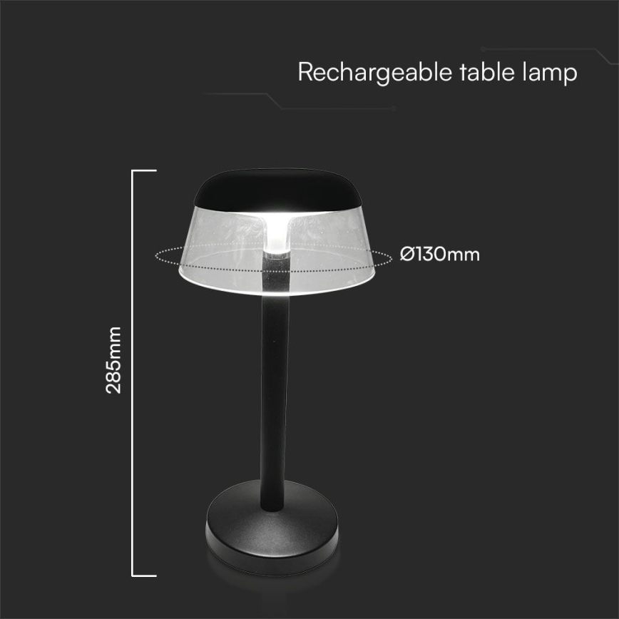 LED Димируема акумулаторна настолна touch лампа LED/3W/5V 3000-6000K 1800 mAh черен