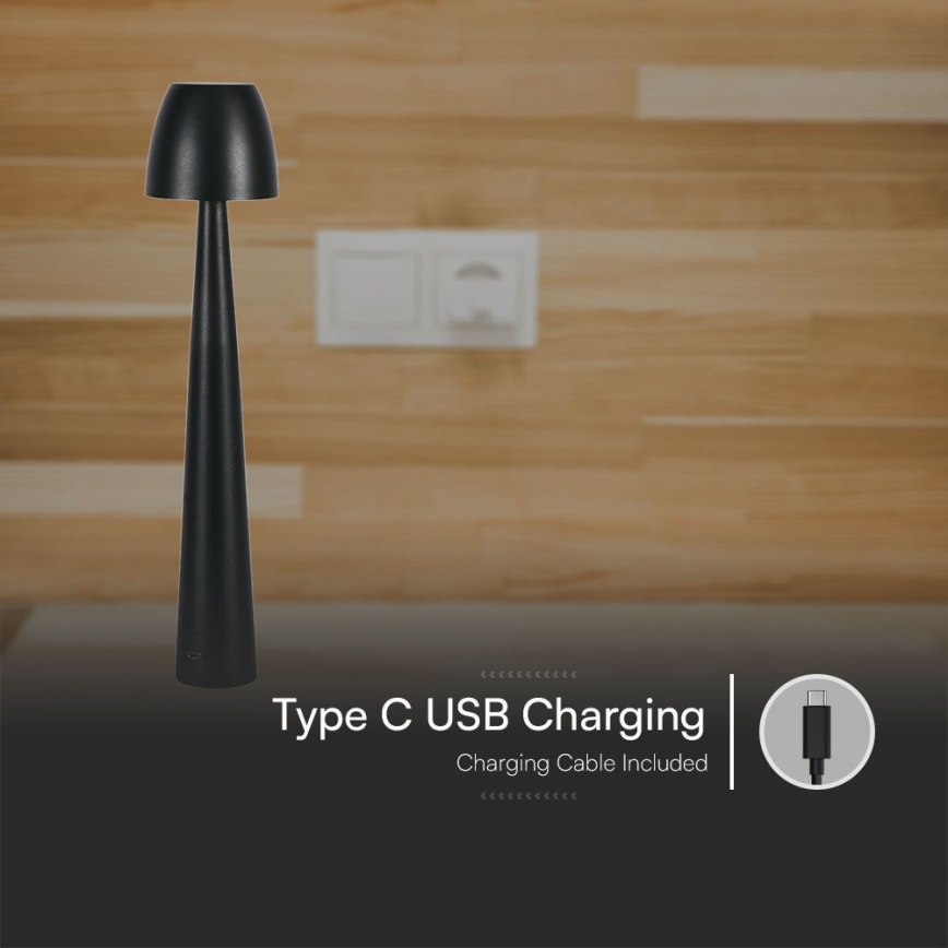 LED Димируема акумулаторна настолна touch лампа LED/3W/5V 3000-6000K 1800 mAh черен