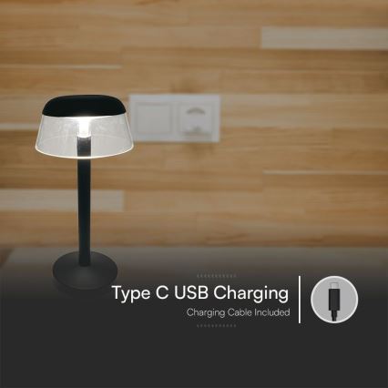 LED Димируема акумулаторна настолна touch лампа LED/3W/5V 3000-6000K 1800 mAh черен