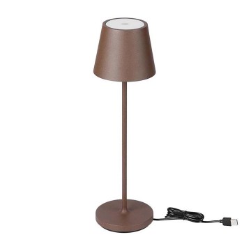 LED Димируема акумулаторна сензорна настолна лампа LED/2W/5V 4400 mAh 3000K IP54 кафяв