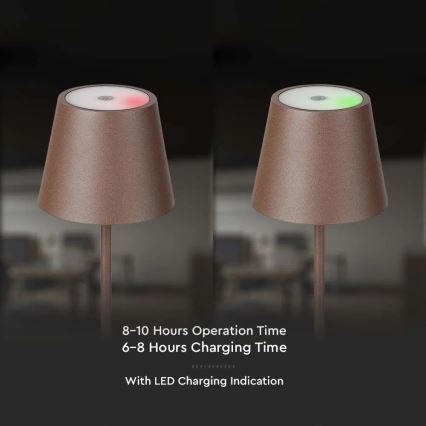 LED Димируема акумулаторна сензорна настолна лампа LED/2W/5V 4400 mAh 3000K IP54 кафяв
