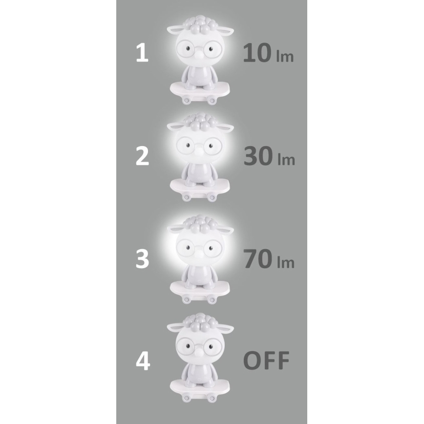 LED Димируема детска лампа LED/2,5W/230V сиво агънце