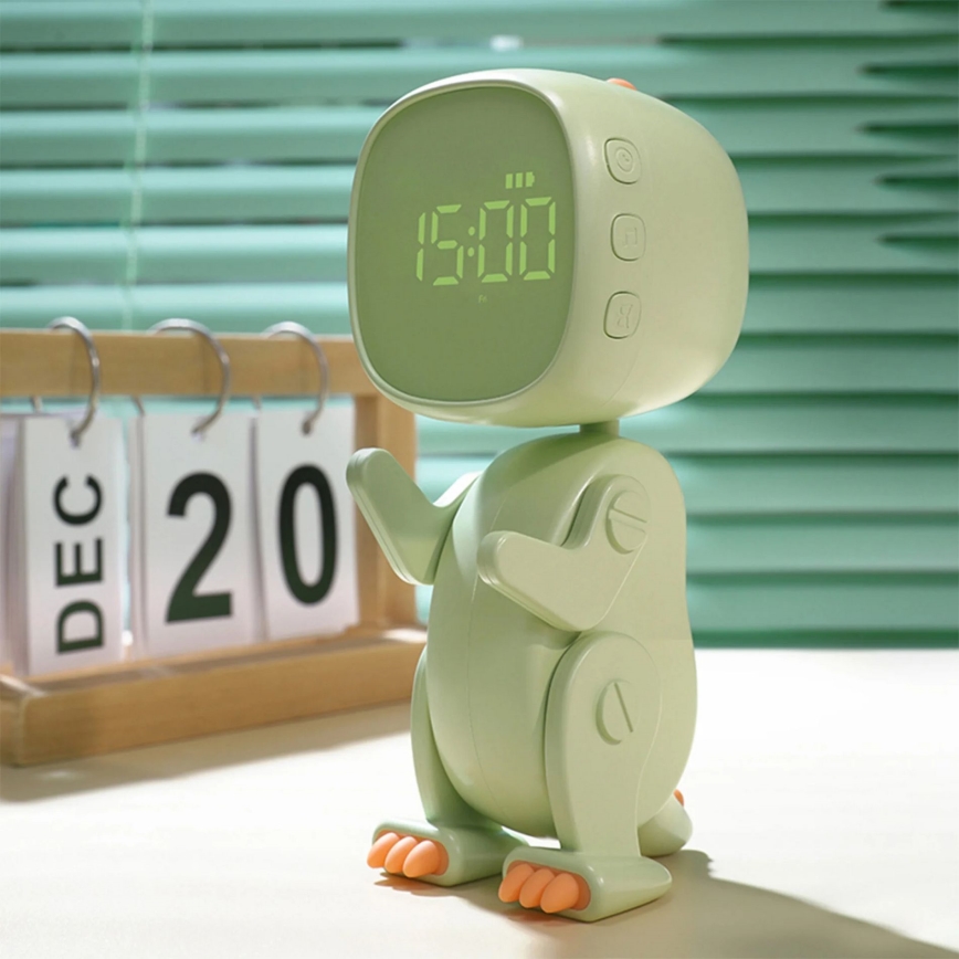 LED RGBW Димируем детски нощ малка лампа с будилник ROBOT LED/1W/5V 1200 mAh