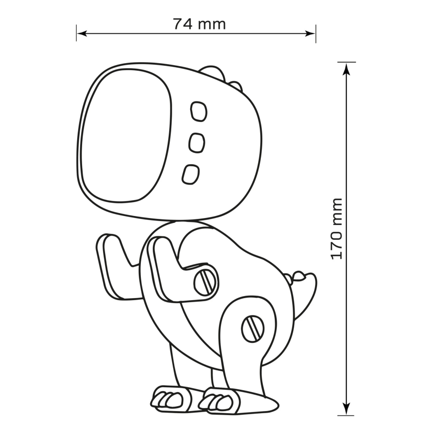LED RGBW Димируем детски нощ малка лампа с будилник ROBOT LED/1W/5V 1200 mAh