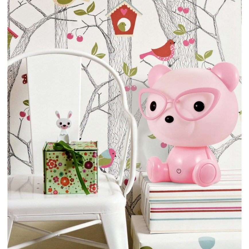 LED Димируема Детска нощна лампа LED/2,5W мечка розов