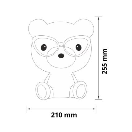LED Димируема Детска нощна лампа LED/2,5W мечка розов
