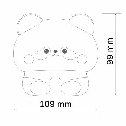 LED Димируема детска сензорна лампа PANDA LED/2W/3,7V 1200 mAh