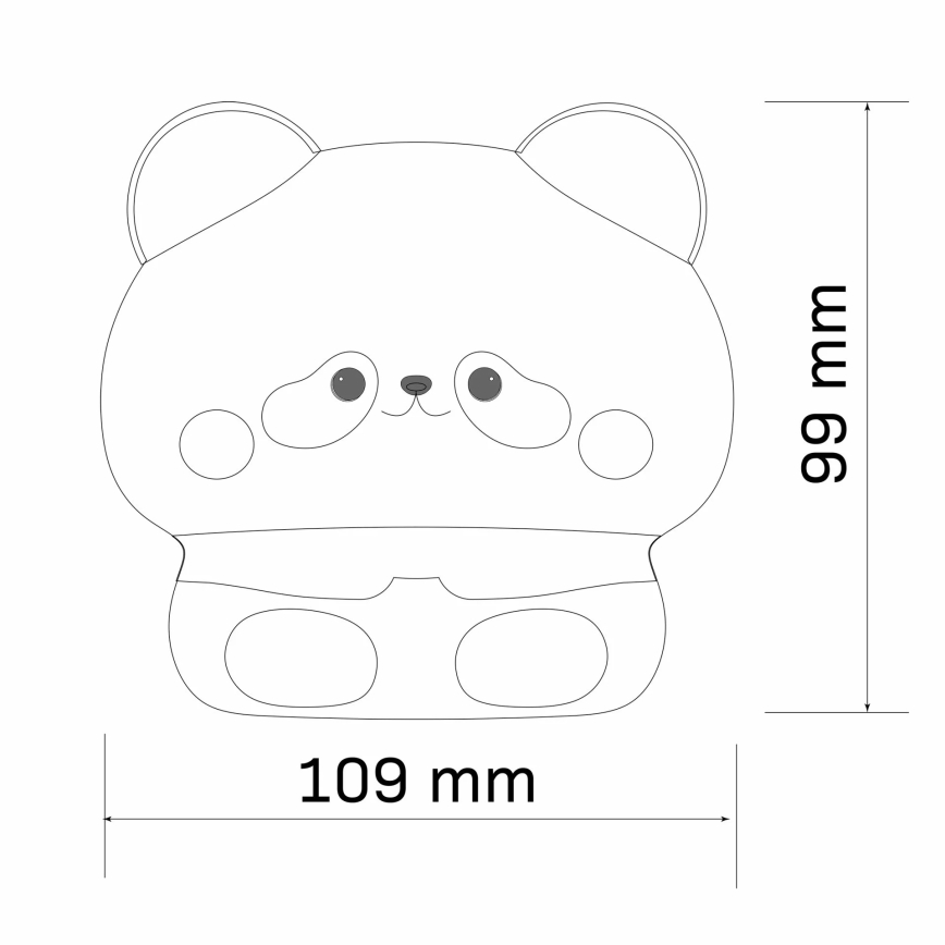 LED Димируема детска сензорна лампа PANDA LED/2W/3,7V 1200 mAh
