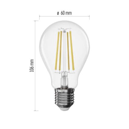 LED димируема филаментна крушка A60 E27/7,5W/230V 2700K