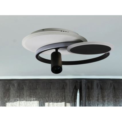 LED Димируем плафон LED/65W/230V 3000-6500K бял/черен + дистанционно управление