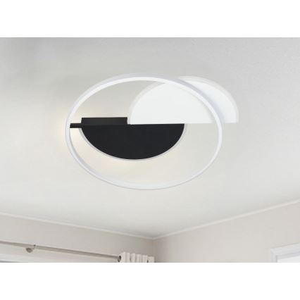 LED Димируем плафон LED/70W/230V 3000-6500K бял/черен + дистанционно управление