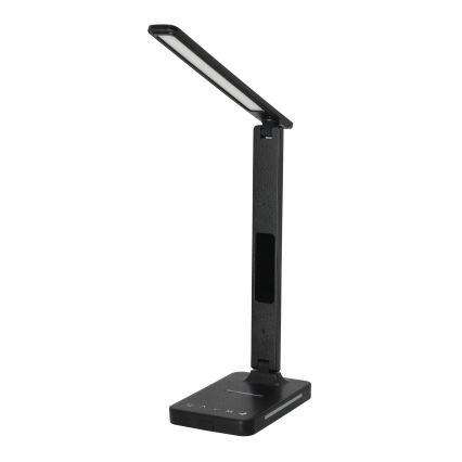 LED Димируема настолна лампа с безжично зареждане QI, дисплей и USB порт LED/7W/230V 3000-6000K черен