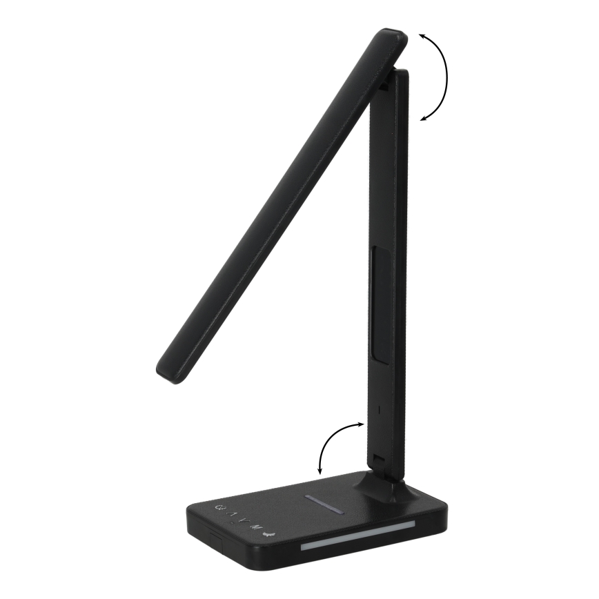LED Димируема настолна лампа с безжично зареждане QI, дисплей и USB порт LED/7W/230V 3000-6000K черен