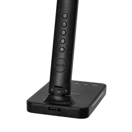 LED Димируема настолна лампа с безжично зареждане QI, дисплей и USB порт LED/7W/230V 3000-6000K черен