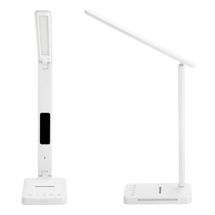 LED Димируема настолна лампа с безжично зареждане QI, дисплей и USB порт LED/7W/230V 3000-6000K бял