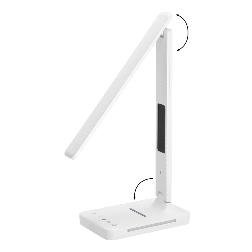 LED Димируема настолна лампа с безжично зареждане QI, дисплей и USB порт LED/7W/230V 3000-6000K бял