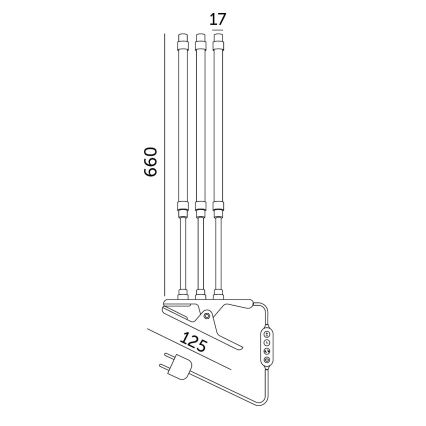 LED Димируем flexible настолна лампа с щипка за отглеждане на растения VITARO 3xLED/10W/230V черен