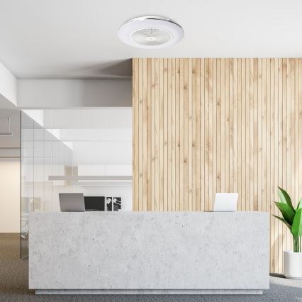LED Димируема лампа с вентилатор ARIA LED/38W/230V 3000-6000K бял + дистанционно управление