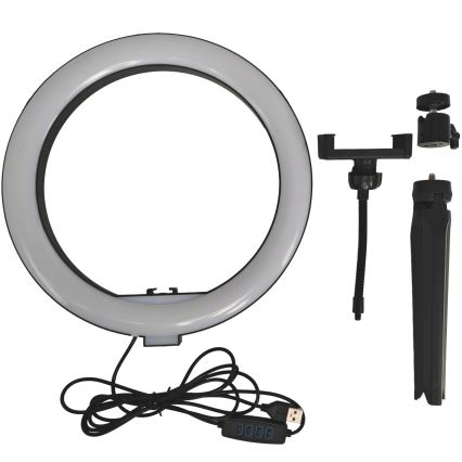 LED Димируема лампа със статив и държач за влогване LED/10W/5V 2700-6500K