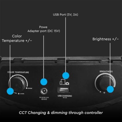 LED Димируема лампа със стойка и държач за влогване LED/55W/230V CRI 90 + дистанционно управление