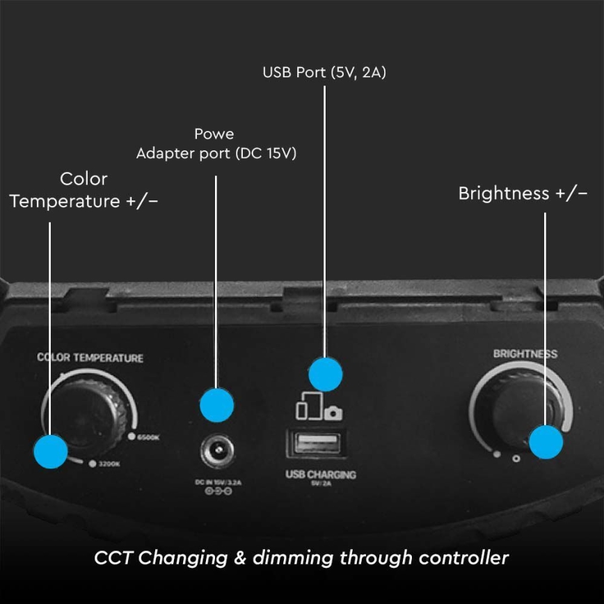 LED Димируема лампа със стойка и държач за влогване LED/55W/230V CRI 90 + дистанционно управление