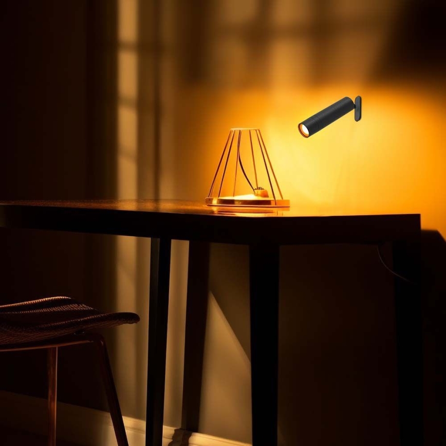 LED Димируема магнитна акумулаторна настолна лампа 3в1 LED/3W/5V 4000K 1500 mAh черен