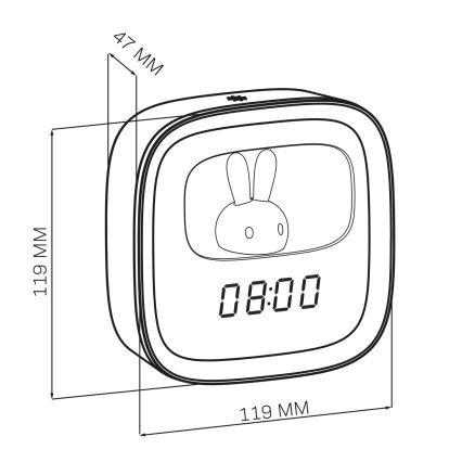 LED Димируема малка нощна лампа с будилник BUNNY LED/1,2W/5V 3000K
