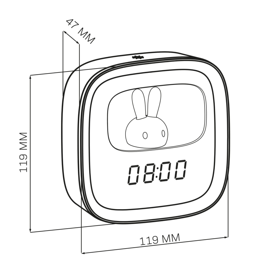 LED Димируема малка нощна лампа с будилник BUNNY LED/1,2W/5V 3000K