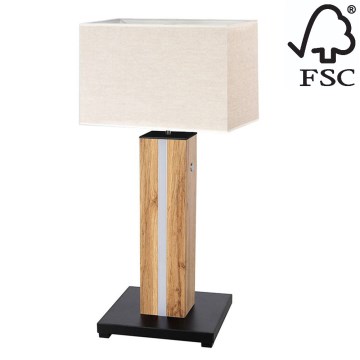 LED Димируема настолна лампа FLAME 1xE27/40W+ LED/4,6W/230V 56,5 см дъб – FSC сертифицирано