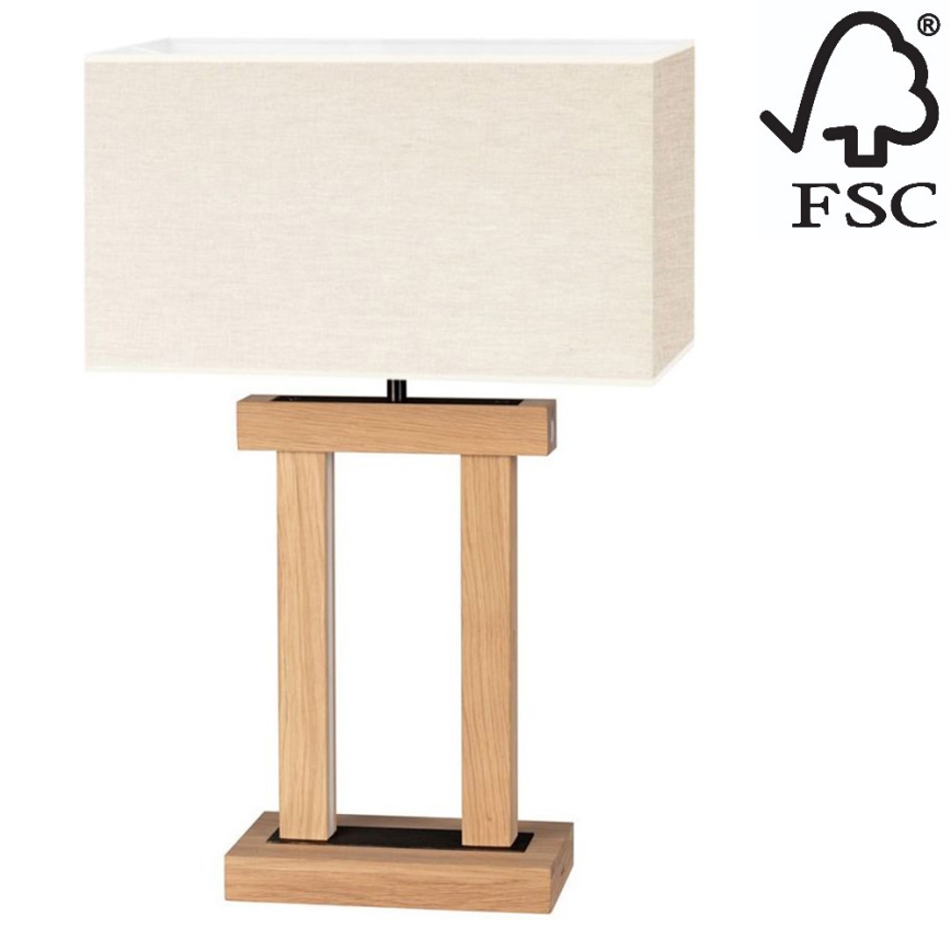 LED Димируема настолна лампа HAKON 1xE27/40W+ 2xLED/7,5W/230V 55 см дъб – FSC сертифицирано