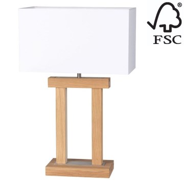LED Димируема настолна лампа HAKON 1xE27/40W+2xLED/7,5W/230V 55 см дъб – FSC сертифицирано