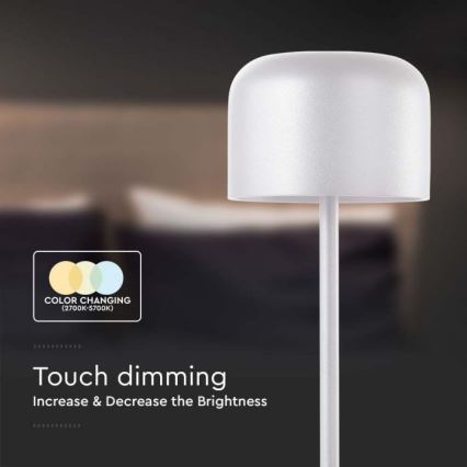 LED Димируема акумулаторна настолна touch лампа LED/1,5W/5V 2700-5700K IP54 2200 mAh бял