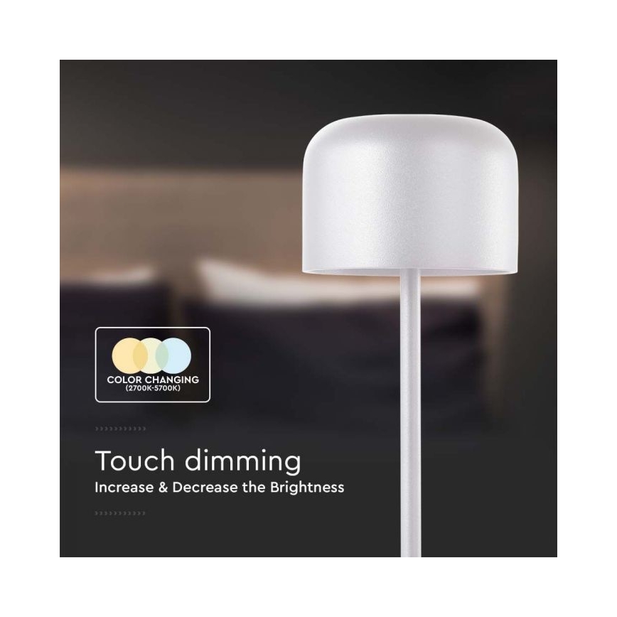LED Димируема акумулаторна настолна touch лампа LED/1,5W/5V 2700-5700K IP54 2200 mAh бял