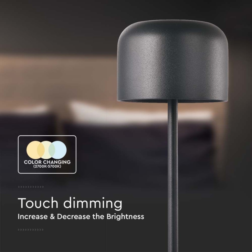LED Димируема акумулаторна настолна touch лампа LED/1,5W/5V 2700-5700K IP54 2200 mAh черен