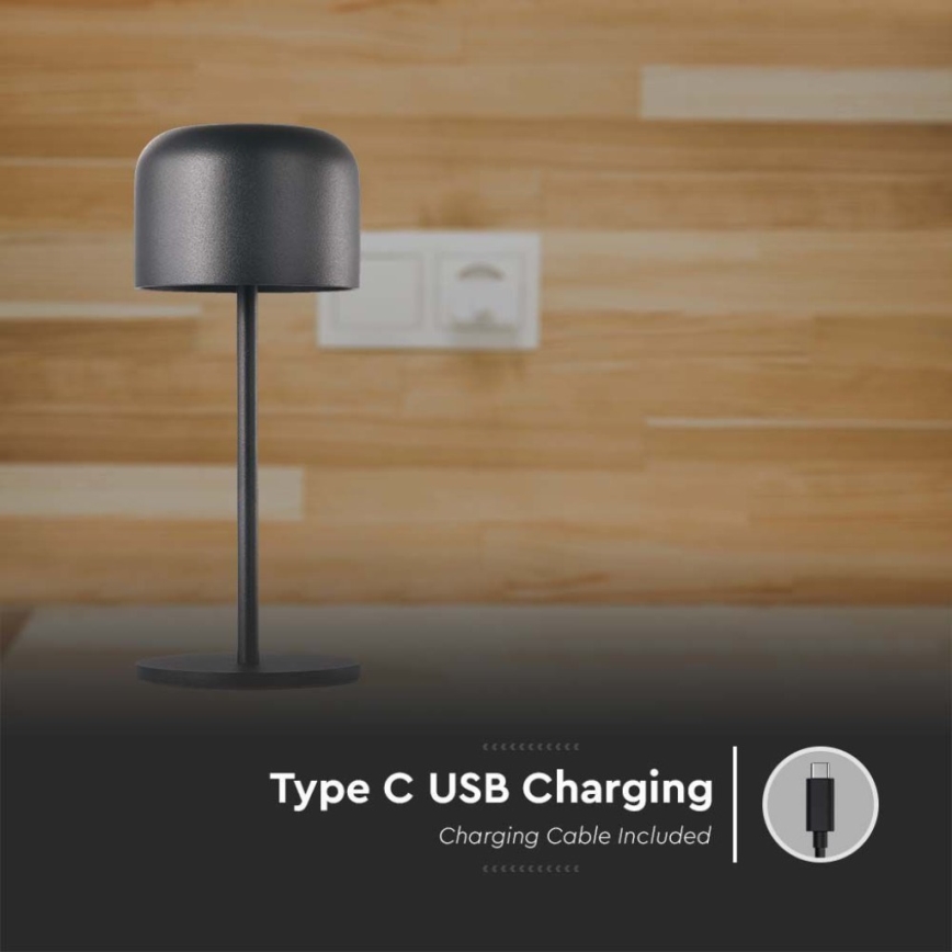 LED Димируема акумулаторна настолна touch лампа LED/1,5W/5V 2700-5700K IP54 2200 mAh черен
