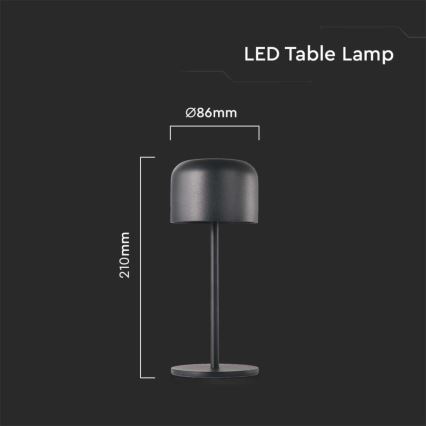 LED Димируема акумулаторна настолна touch лампа LED/1,5W/5V 2700-5700K IP54 2200 mAh черен