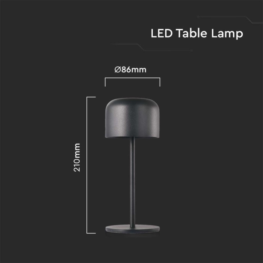 LED Димируема акумулаторна настолна touch лампа LED/1,5W/5V 2700-5700K IP54 2200 mAh черен