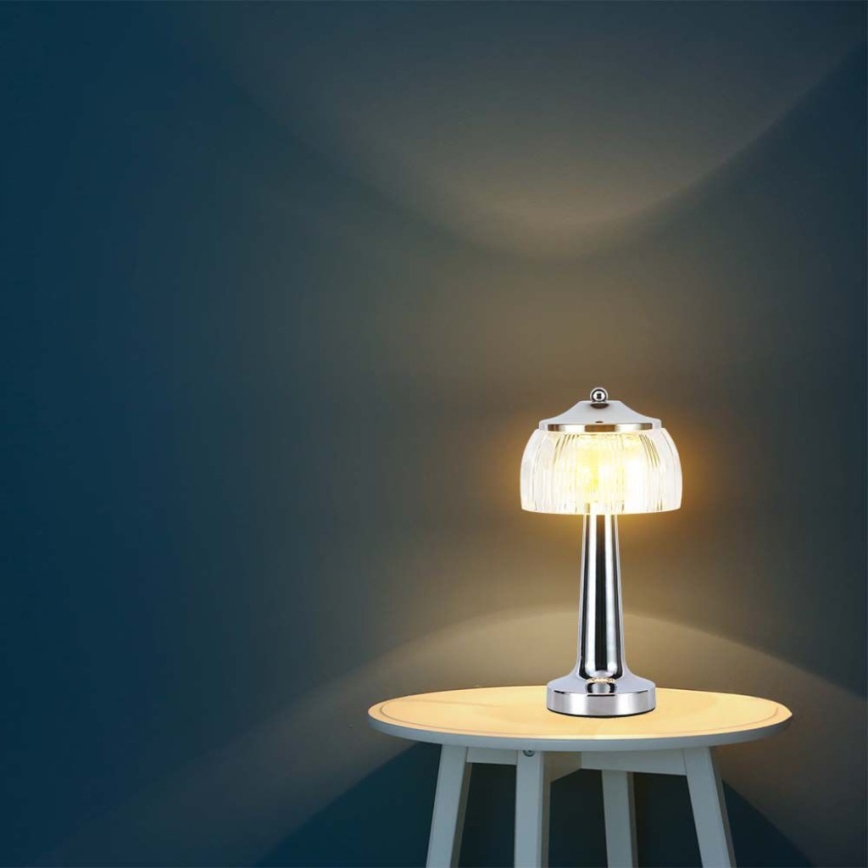 LED Димируема акумулаторна настолна touch лампа LED/1W/5V 3000-6000K 1800 mAh лъскав хром