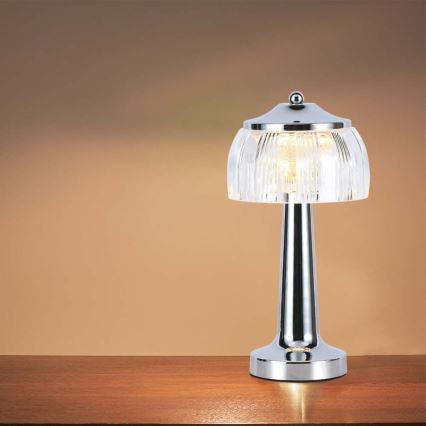 LED Димируема акумулаторна настолна touch лампа LED/1W/5V 3000-6000K 1800 mAh лъскав хром