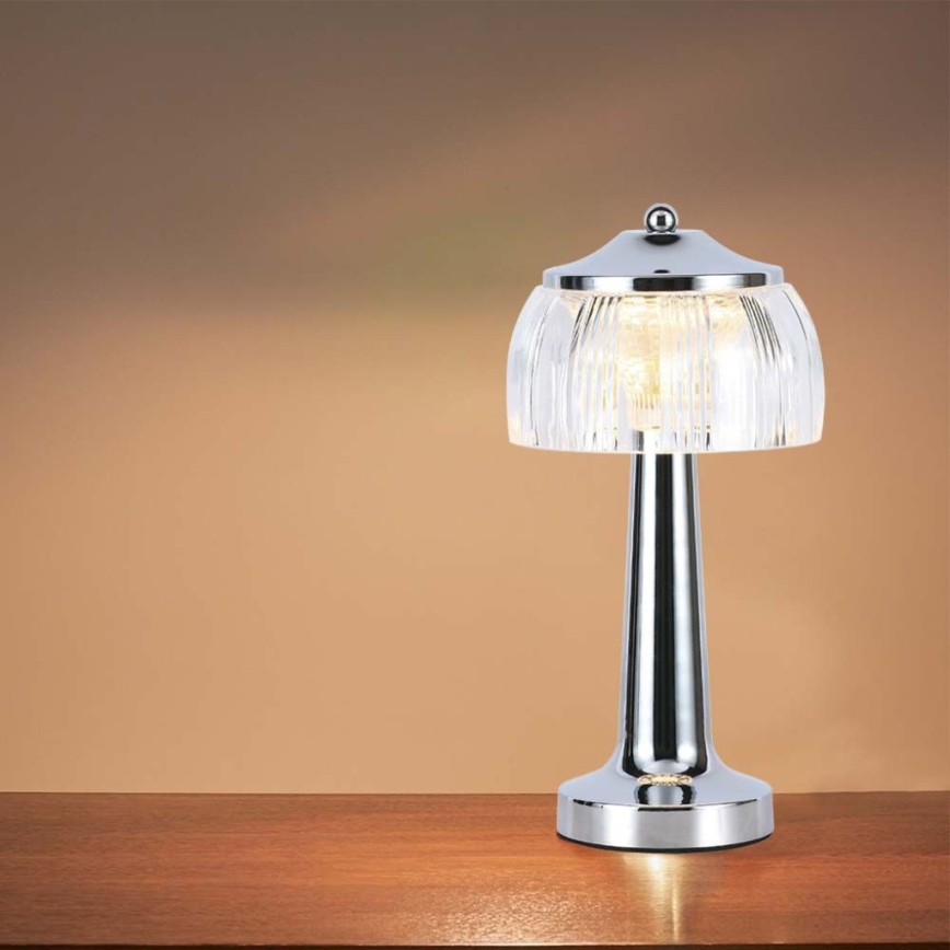 LED Димируема акумулаторна настолна touch лампа LED/1W/5V 3000-6000K 1800 mAh лъскав хром