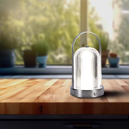 LED Димируема акумулаторна настолна touch лампа LED/1W/5V 3000-6000K 1800 mAh матов хром