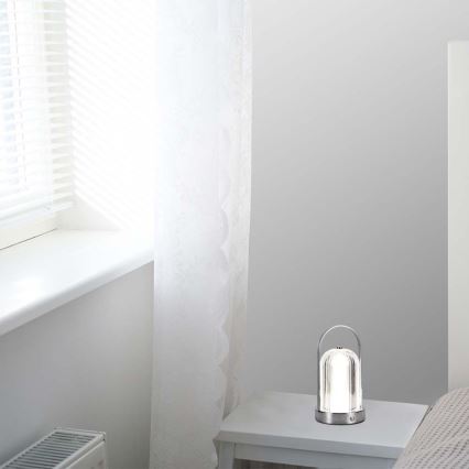LED Димируема акумулаторна настолна touch лампа LED/1W/5V 3000-6000K 1800 mAh матов хром