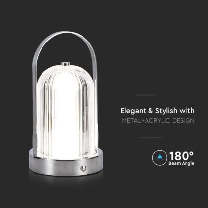 LED Димируема акумулаторна настолна touch лампа LED/1W/5V 3000-6000K 1800 mAh матов хром