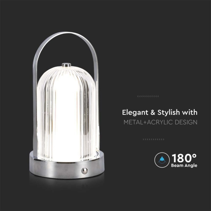 LED Димируема акумулаторна настолна touch лампа LED/1W/5V 3000-6000K 1800 mAh матов хром