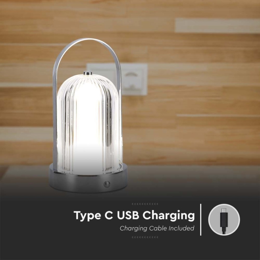 LED Димируема акумулаторна настолна touch лампа LED/1W/5V 3000-6000K 1800 mAh матов хром