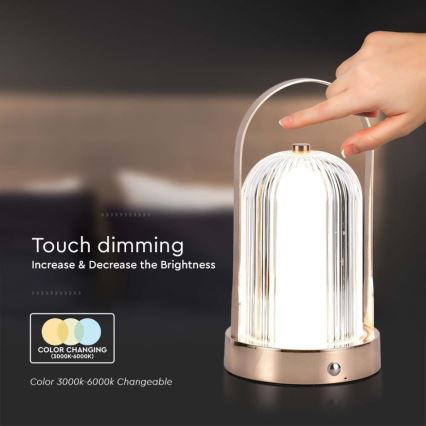 LED Димируема акумулаторна настолна сензорна лампа LED/1W/5V 3000-6000K 1800 mAh меден