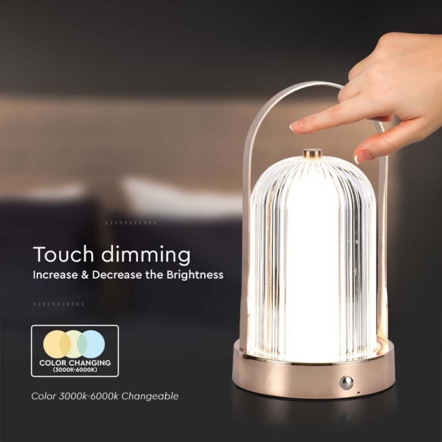 LED Димируема акумулаторна настолна сензорна лампа LED/1W/5V 3000-6000K 1800 mAh меден