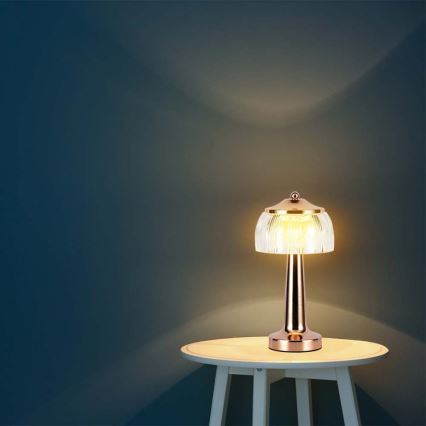 LED Димируема акумулаторна настолна сензорна лампа LED/1W/5V 3000-6000K 1800 mAh розовозлатист