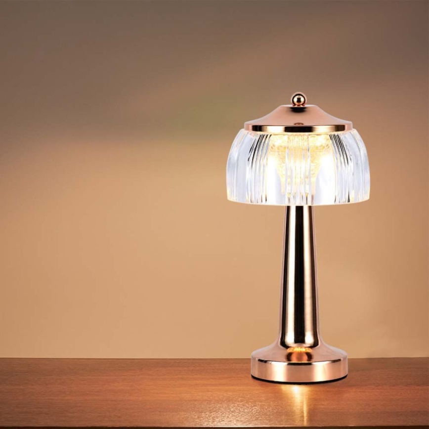 LED Димируема акумулаторна настолна сензорна лампа LED/1W/5V 3000-6000K 1800 mAh розовозлатист
