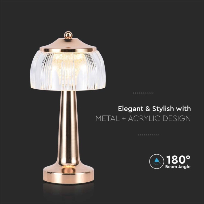 LED Димируема акумулаторна настолна сензорна лампа LED/1W/5V 3000-6000K 1800 mAh розовозлатист